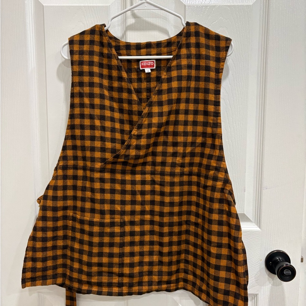 Kenzo Women's Plaid Sleeveless Blouse - Black and Orange